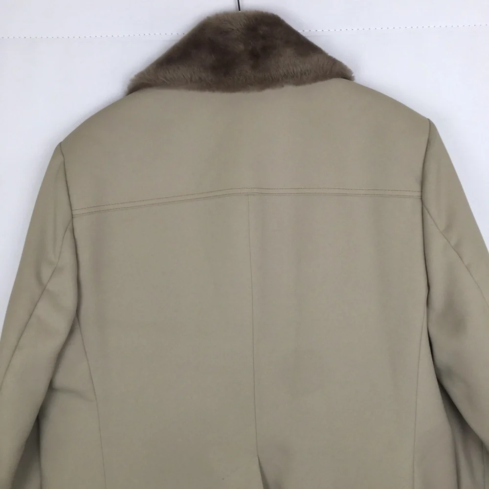 Vintage Faux Fur Trim Coat Jacket by Campus Studio One Beige Men’s Size 46 XL